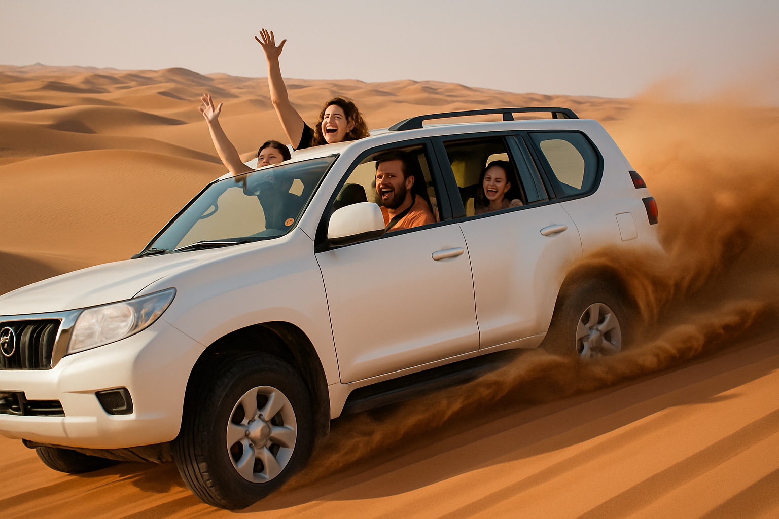 Tourists enjoying dune bashing experience
